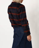 Load image into Gallery viewer, Navy plaid fabric coat