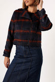 Load image into Gallery viewer, Navy plaid fabric coat